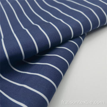 Tissus de mode pongé en polyester imprimé à rayures bleu marine